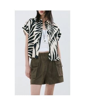Mango Print Button-Up Roll Cuff Shirt - Multicolor