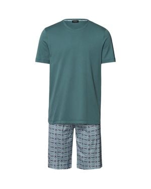 Hanro Night And Day Crew Neck Cotton Pajama Set - Green