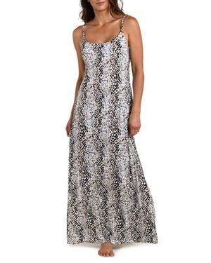 La Blanca Wild Whispers Print Maxi Dress - Gray