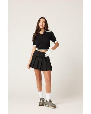 Goldie Byrd Belted Pleated Skirt - Black