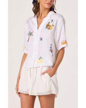 Astr Vesa Embroidered Detail Button-Up Shirt - White