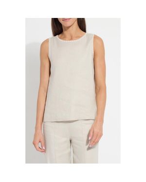 Lyssé Gabriela Embroidered Detail Linen Blend Tank - Gray