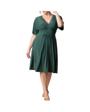Kiyonna Gia Floral Midi Dress - Green