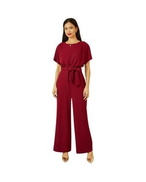 Yumi' Batwing Stretch Jumpsuit - Red