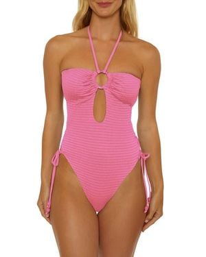 Isabella Rose Maza Ring Halter One-Piece Swimsuit - Pink