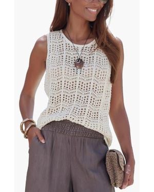 Lascana Crochet Sleeveless Top - Brown