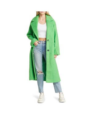 TOPSHOP Long Brushed Coat - Green
