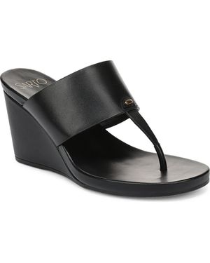 Sarto Talea Genuine Calf Hair Wedge Sandal - Black