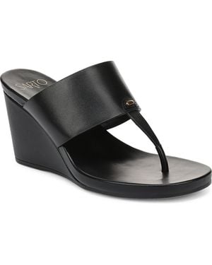 Sarto Talea Genuine Calf Hair Wedge Sandal - Black