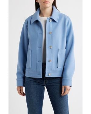 Cece Jewel Button Flannel Jacket - Blue