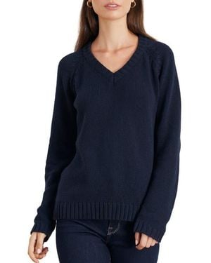 Paneros Clothing Selene V Neck Cotton Sweater - Blue