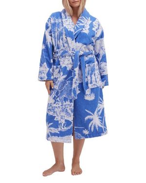Desmond & Dempsey Print Terry Cloth Robe - Blue