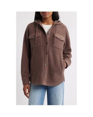 Thread & Supply Hooded Fleece Shacket - Brown