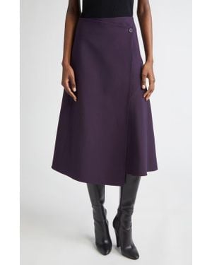 Michael Kors Draped Wool Wrap Skirt - Purple