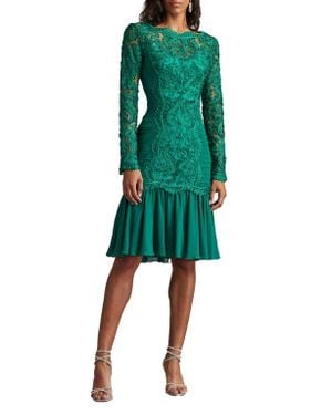 Tadashi Shoji Scroll Soutache Long Sleeve Cocktail Dress - Green