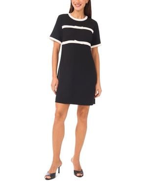 Cece Bow Stripe Shift Dress - Black