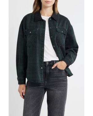 Thread & Supply Plaid Cotton Shacket - Black
