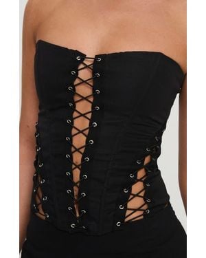 Princess Polly Eden Lace-Up Strapless Corset - Black