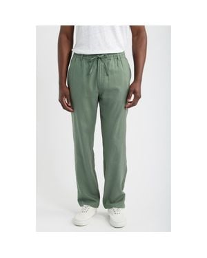 Mack Weldon Straight Leg Linen Blend Drawstring Pants - Green