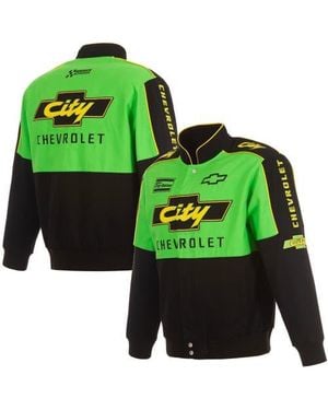 JH Design Nascar City Chevrolet Legend Full-Snap Twill Uniform Jacket - Green
