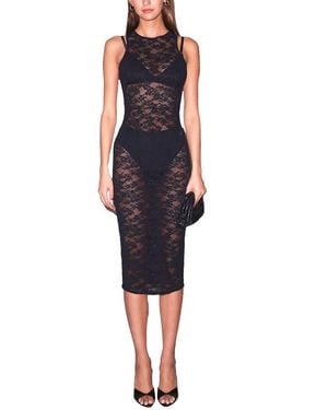 Fleur du Mal Le Stretch Lace Racer Tank Dress - Black