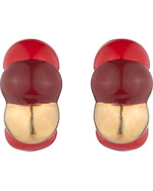 Sterling King Enamel Bellmer Hoop Earrings - Red
