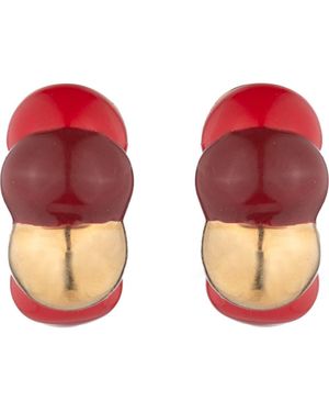 Sterling King Enamel Bellmer Hoop Earrings - Red