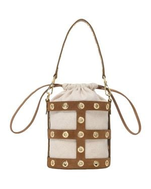 Maje Suede Miss M Bucket Bag - Metallic
