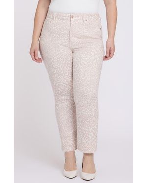 NYDJ Billie Print High Waist Mini Bootcut Jeans - Pink
