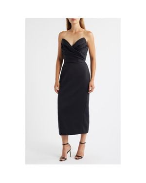 Amsale Strapless Crepe Dress - Black