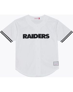 Mitchell & Ness Las Vegas Raiders Monochrome Mesh Full-Button Baseball Jersey - White