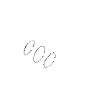 Spero London Skinny Layering Adjustable Ring Set - Metallic