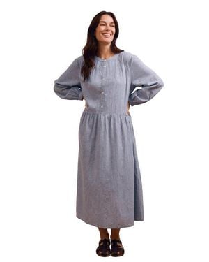 Celtic & Co. Button Front Midi Shirt Dress - Gray