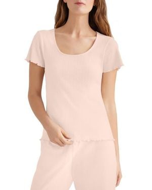 Tommy John Pointelle Rib Lounge T-Shirt - Pink