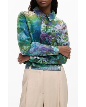 Desigual Floral Trucker Jacket - Green