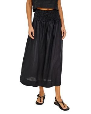 Rails Alessa Smock Waist Linen Skirt - Black