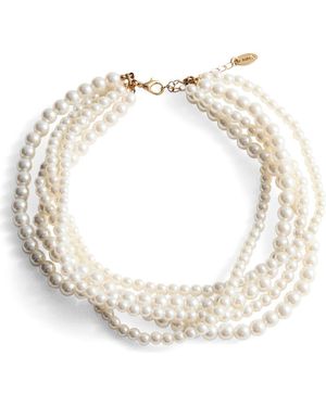 Mango Faux Pearl Layered Necklace - Metallic