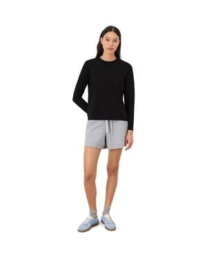 Pact Organic Cotton Soft-Slub Essential Crewneck Long Sleeve Tee - Black