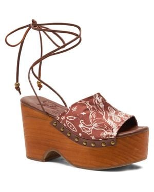 Free People Front Row Wraparound Ankle Strap Platform Sandal - Brown