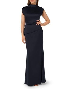 Adrianna Papell Popover Satin Crepe Gown - Blue