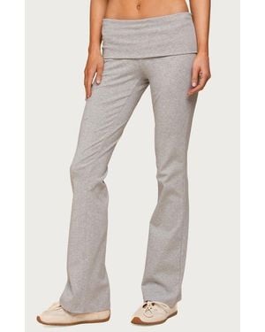 Edikted Ivanne Foldover Stretch Cotton Flare Pants - Multicolor