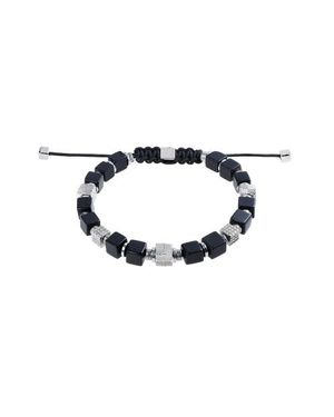 COEUR DE LION Onyx Cubes Bracelet With Graphic Relief Stainless Steel Cubes And Adjustable Textile Closure - Blue