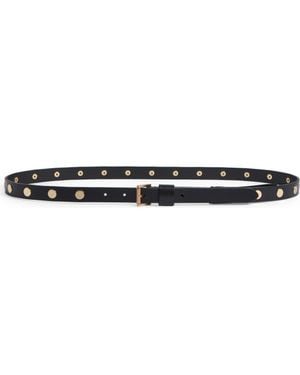 AllSaints Flat Stud Leather Belt - Black