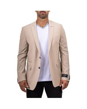 Maceoo Descartes Marthyr0004 Stretch Peak Lapel Blazer - Natural