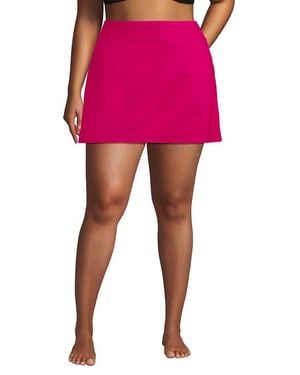 Lands' End Plus Size Tummy Control Swim Skirt - Pink