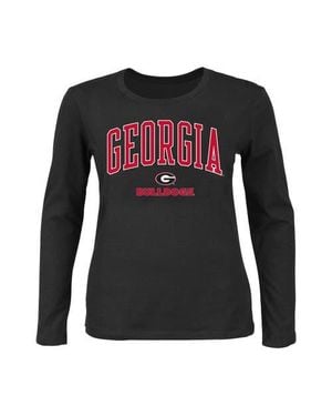 Profile Georgia Bulldogs Plus Size Arch Over Logo Scoop Neck Long Sleeve T-Shirt - Black