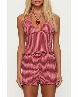 Princess Polly Whimsy Gingham Halter Top - Red