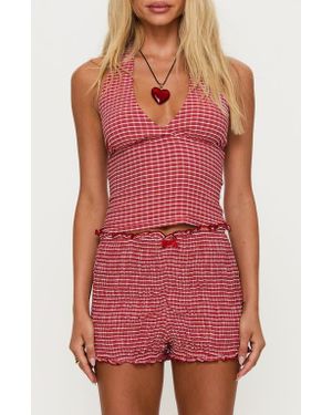 Princess Polly Whimsy Gingham Halter Top - Red