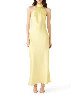Steve Madden Lara Satin Bias Cut Maxi Dress - Yellow