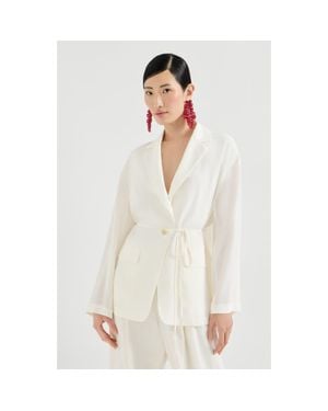 Brunello Cucinelli Sablé Crêpe Blazer - White